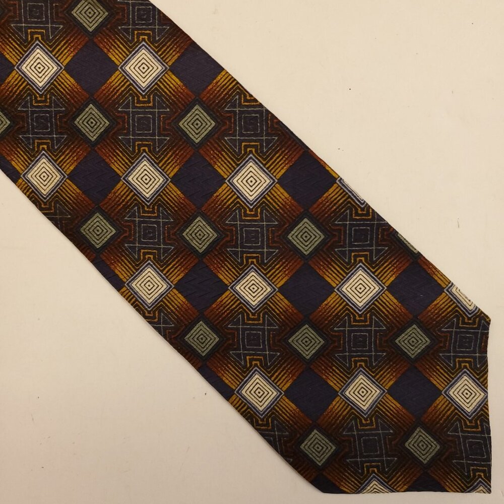 JHANE BARNES 100% Silk Necktie Japan Designer Geometric Made in Japan Jacquard